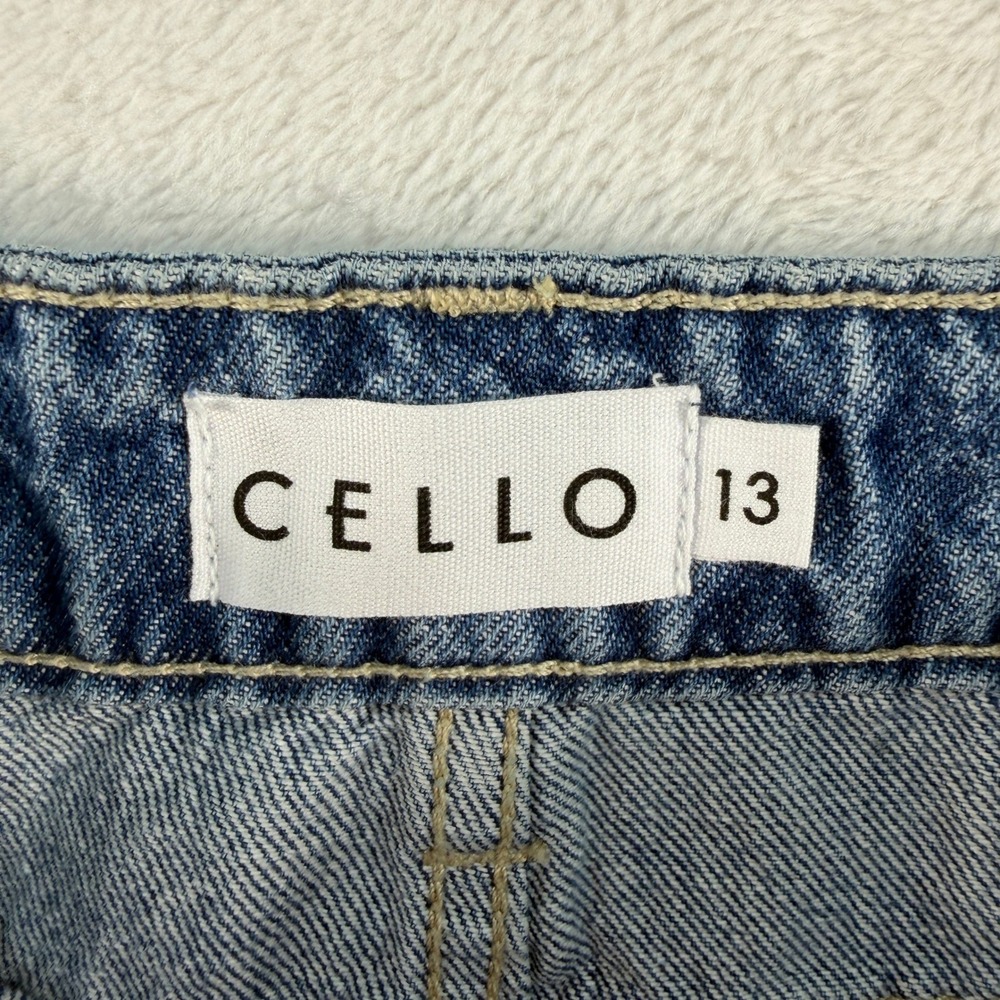 Cello 13 Jeans Low Baggy 90s Straight Wide Leg Distressed Denim Medium Wash Blue - Picture 7 of 15